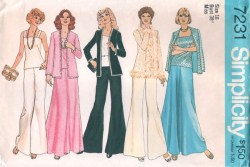 7231 SIMPLICITY 1975 CAMI TOP, CARDIGAN, SKIRT, WIDE PANTS 75 PATTERN  12, 14
